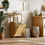 Tilt Out Laundry Hamper Bamboo Basket with Foldable