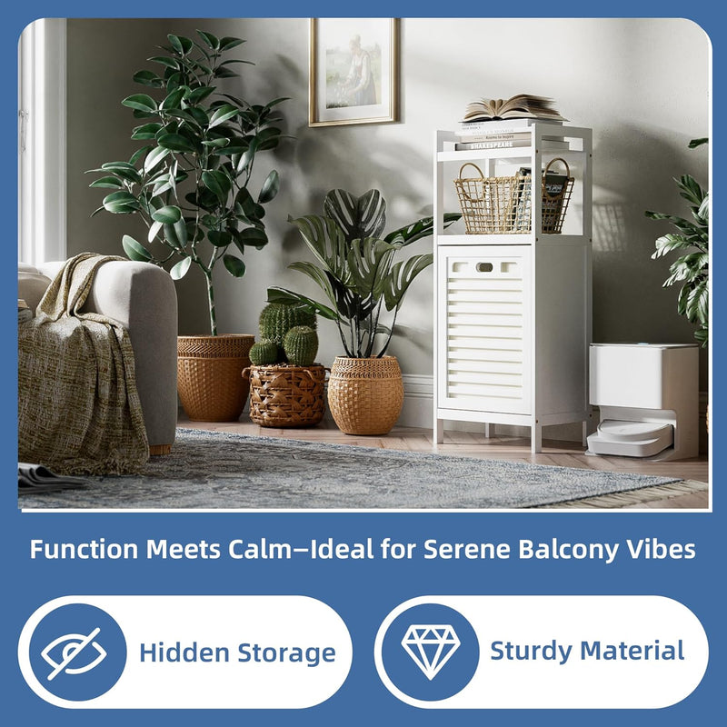 Tilt Out Laundry Hamper Bamboo Basket with Foldable