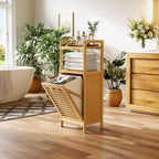 Tilt Out Laundry Hamper Bamboo Basket with Foldable