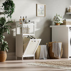 Tilt Out Laundry Hamper Bamboo Basket with Foldable