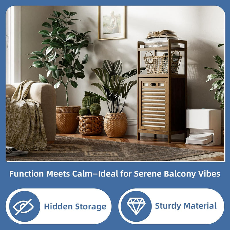 Tilt Out Laundry Hamper Bamboo Basket with Foldable
