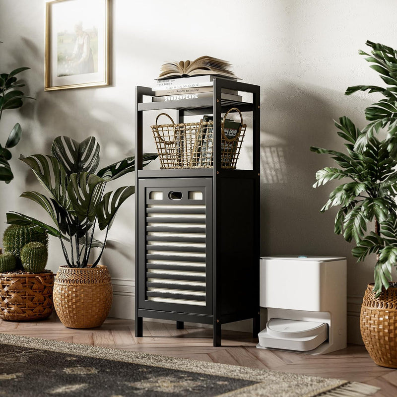 Tilt Out Laundry Hamper Bamboo Basket with Foldable