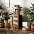Tilt Out Laundry Hamper Bamboo Basket with Foldable