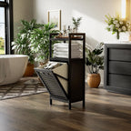 Tilt Out Laundry Hamper Bamboo Basket with Foldable