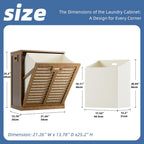 Tilt Out Laundry Hamper Bamboo Cabinet with Pull