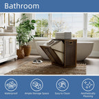 Tilt Out Laundry Hamper Bamboo Cabinet with Pull