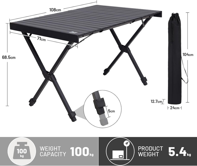 Roll Up Camping Table That Fold Height Adjustable
