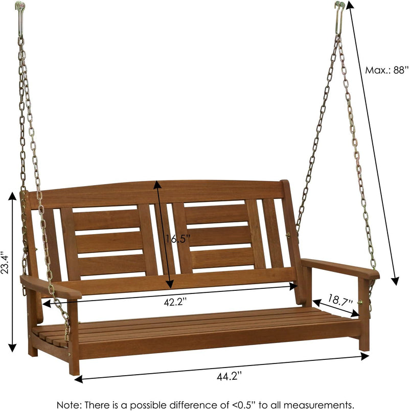 Tioman Porch Swing Outdoor Hanging Wooden with Chain