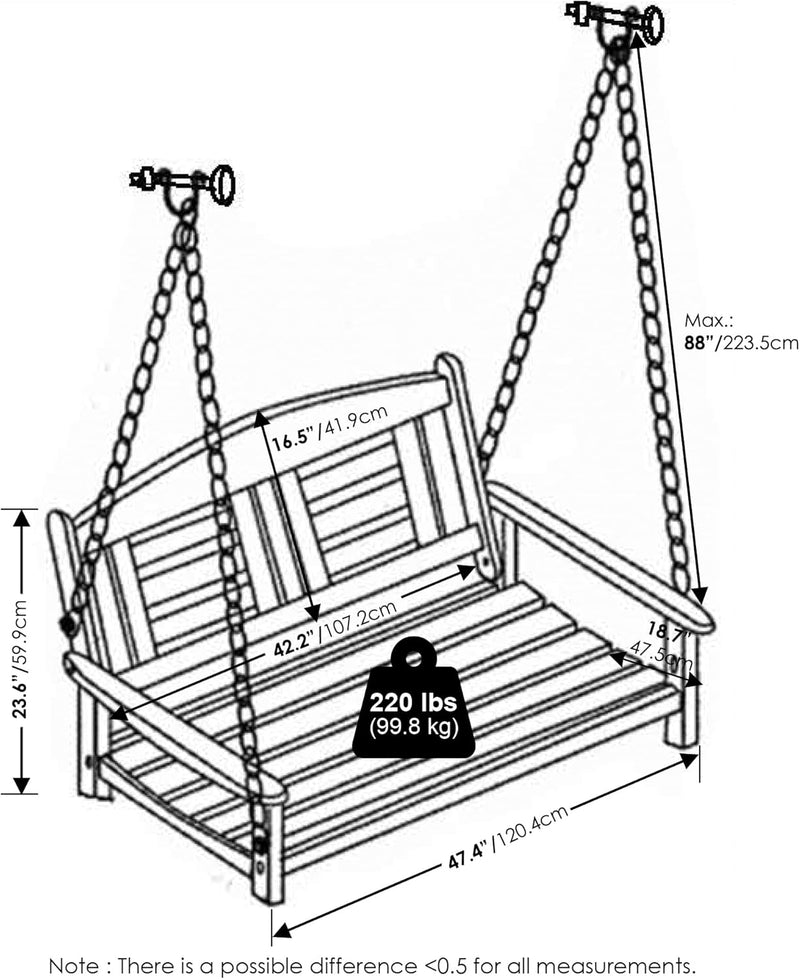 Tioman Porch Swing Outdoor Hanging Wooden with Chain