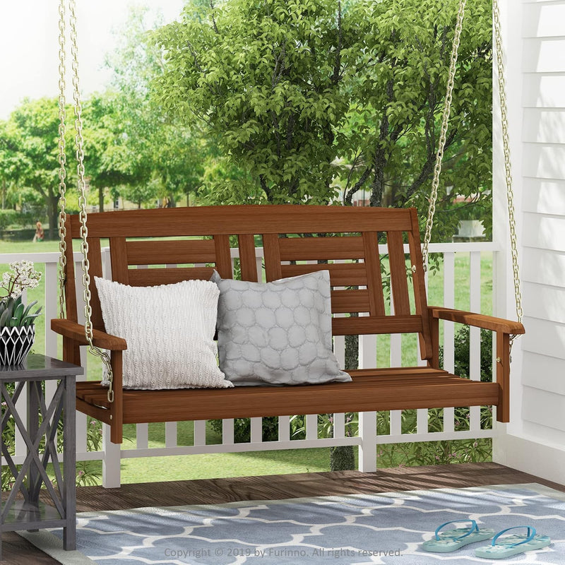 Tioman Porch Swing Outdoor Hanging Wooden with Chain