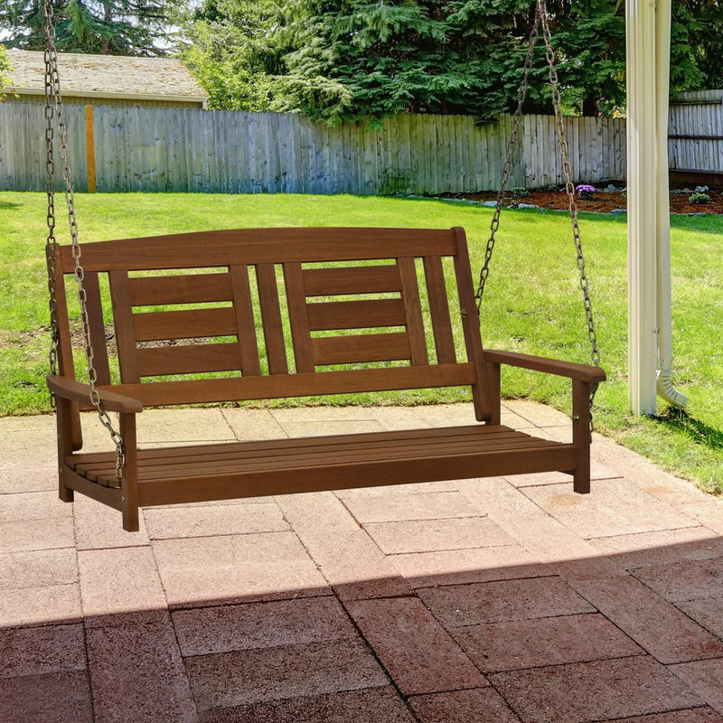 Tioman Porch Swing Outdoor Hanging Wooden with Chain