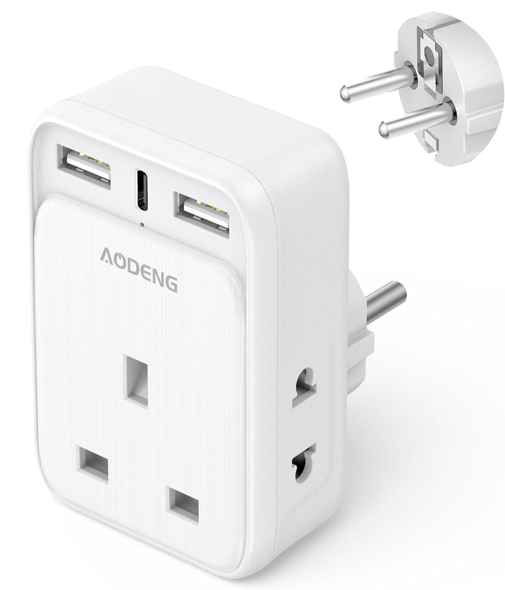 To European Plug Adaptor with 3 USB Ports