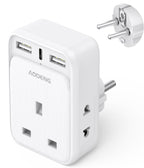 To European Plug Adaptor with 3 USB Ports