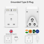 To European Plug Adaptor with 3 USB Ports