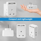 To European Plug Adaptor with 3 USB Ports