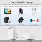 To European Plug Adaptor with 3 USB Ports