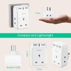 To European Plug Adaptor with 3 USB Ports