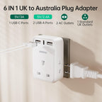 To European Plug Adaptor with 3 USB Ports