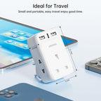To European Plug Adaptor with 3 USB Ports