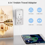 To European Plug Adaptor with 3 USB Ports