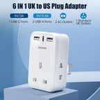 To European Plug Adaptor with 3 USB Ports