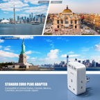 To European Plug Adaptor with 3 USB Ports