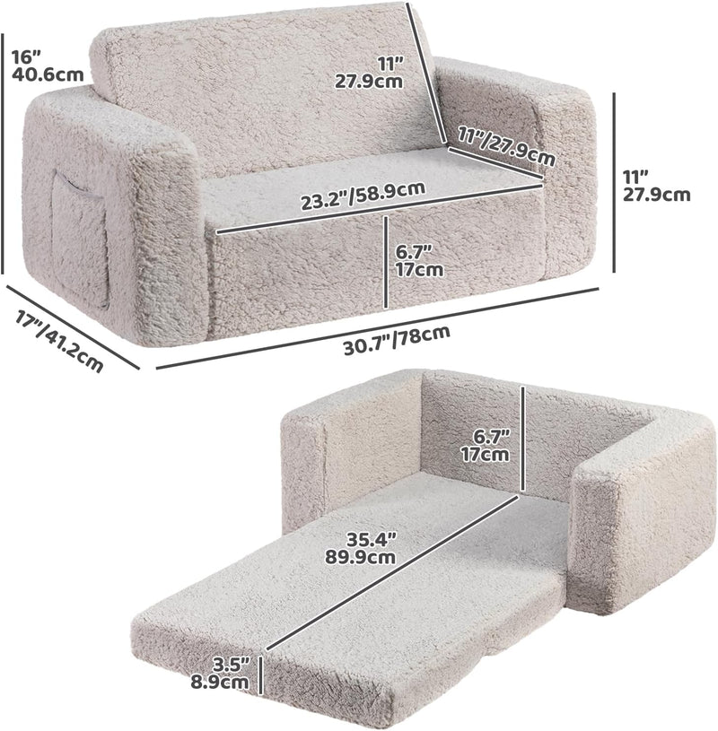 Toddler Chair Sherpa Folding Kids Sofa Bed Extra