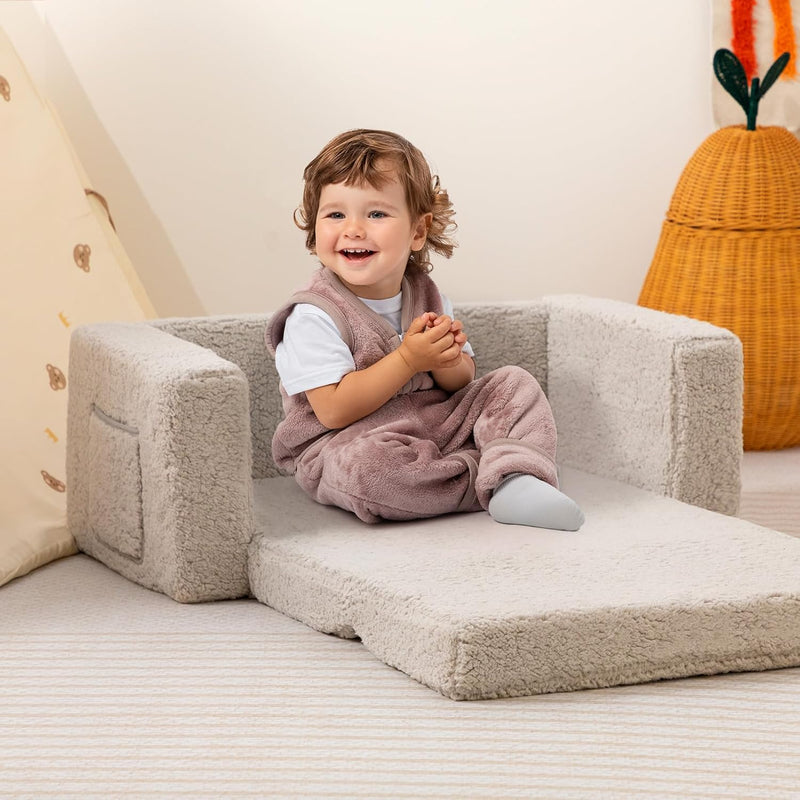 Toddler Chair Sherpa Folding Kids Sofa Bed Extra