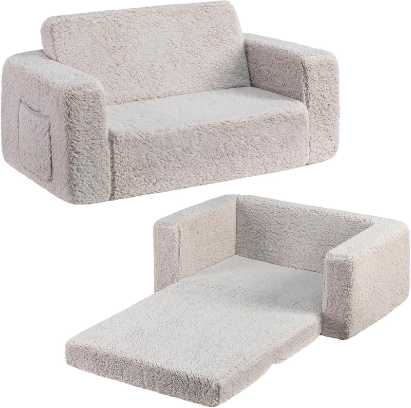 Toddler Chair Sherpa Folding Kids Sofa Bed Extra