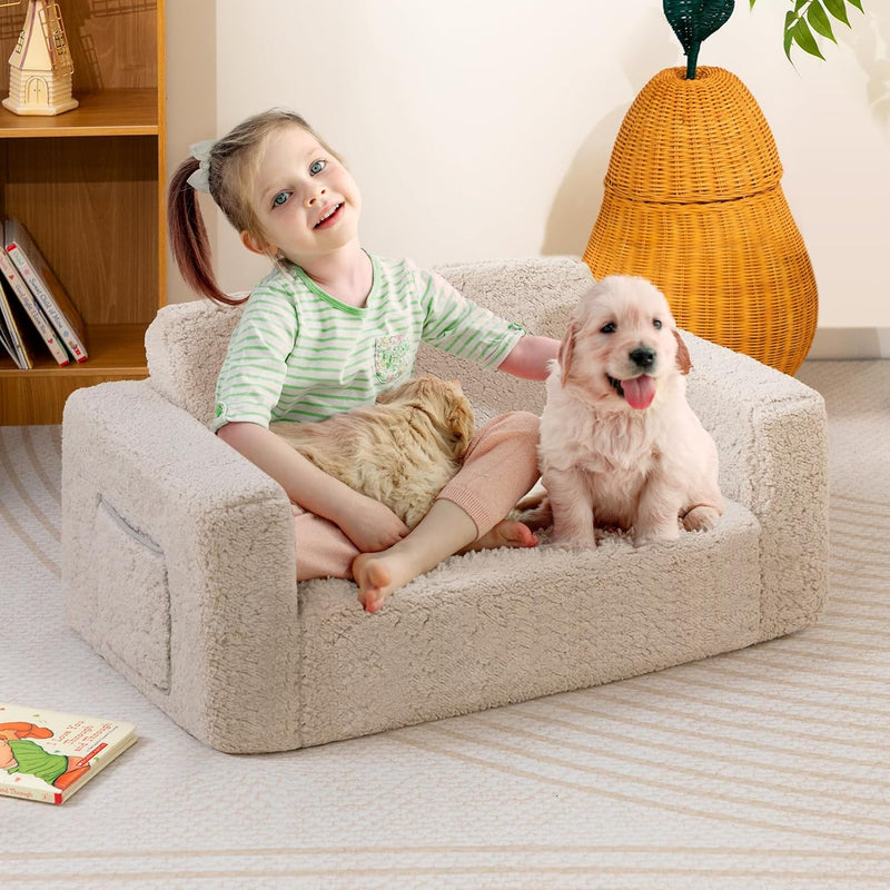 Toddler Chair Sherpa Folding Kids Sofa Bed Extra