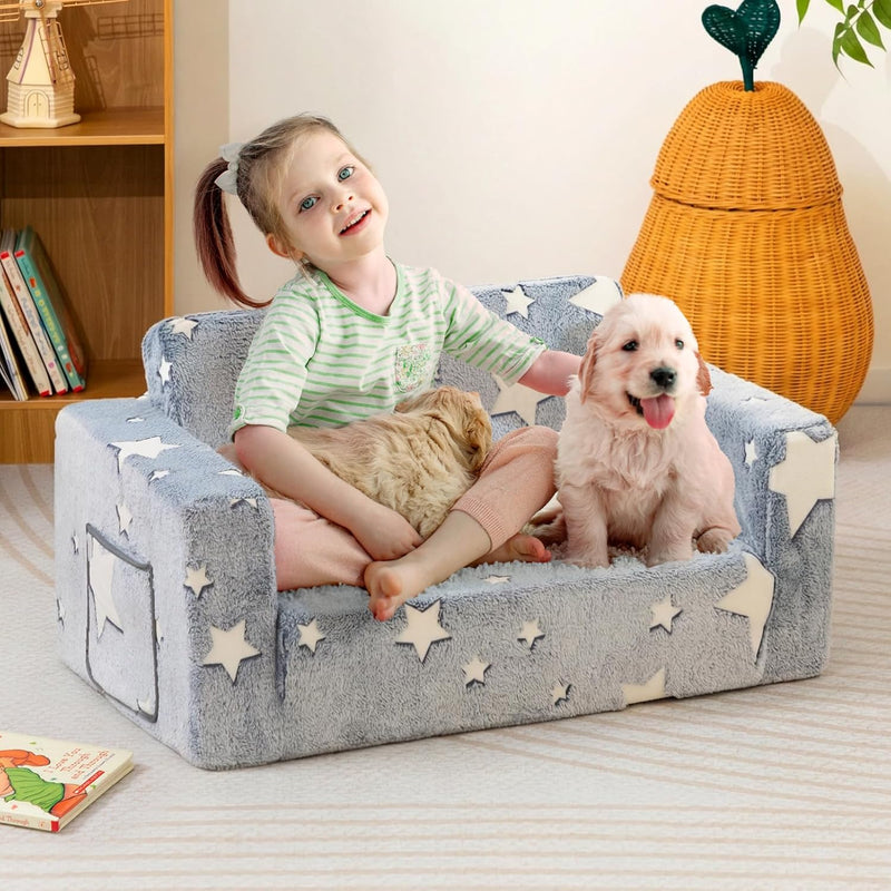 Toddler Chair Sherpa Folding Kids Sofa Bed Extra