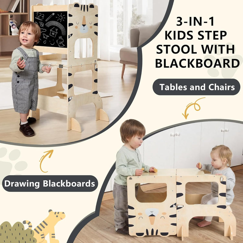 Toddler Kitchen Tower Foldable Montessori Learning Standing