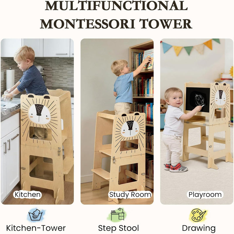 Toddler Kitchen Tower Foldable Montessori Learning Standing
