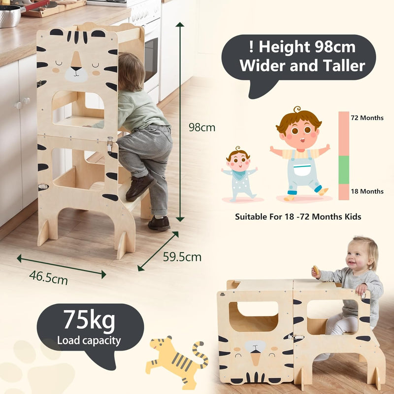 Toddler Kitchen Tower Foldable Montessori Learning Standing