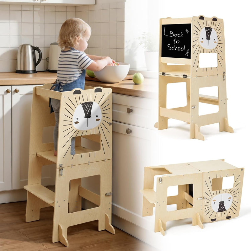 Toddler Kitchen Tower Foldable Montessori Learning Standing