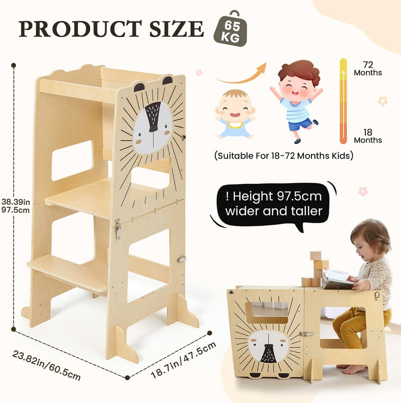 Toddler Kitchen Tower Foldable Montessori Learning Standing