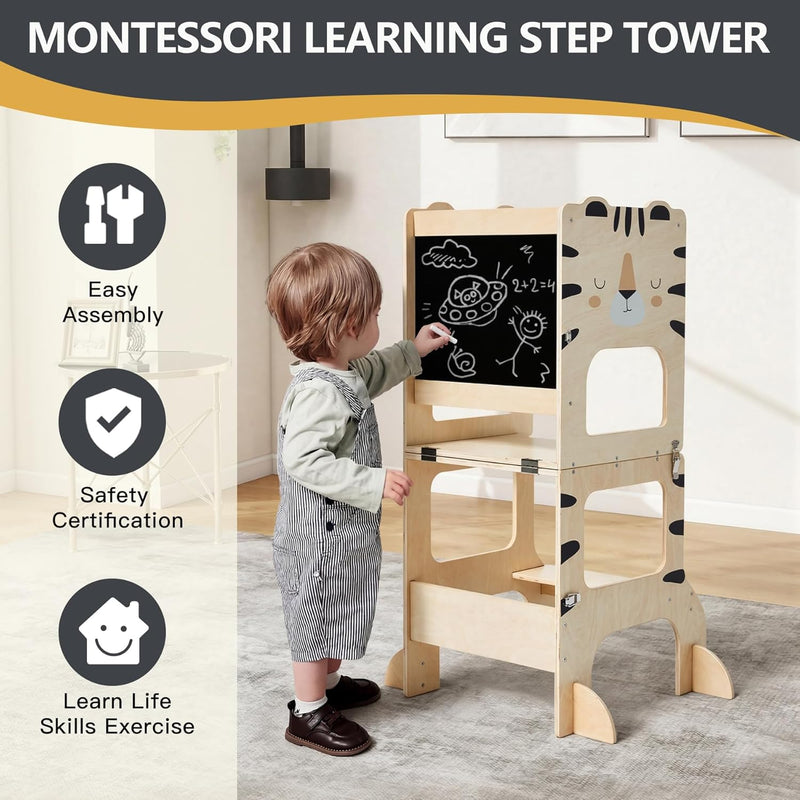 Toddler Kitchen Tower Foldable Montessori Learning Standing