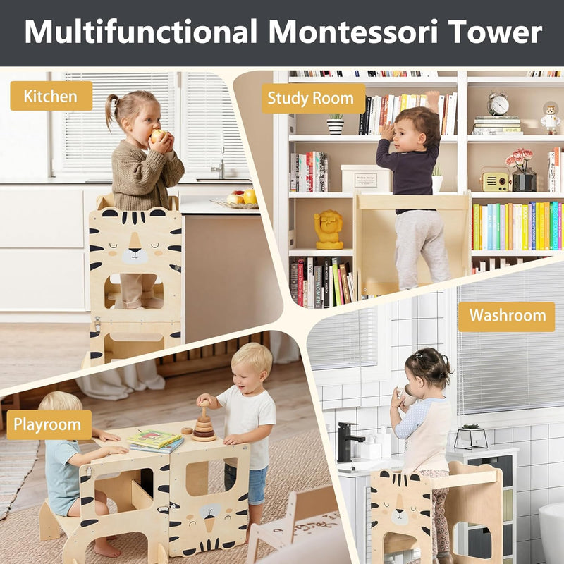 Toddler Kitchen Tower Foldable Montessori Learning Standing