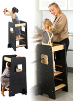 Toddler Step Stool Adjustable Height Wooden for Counter