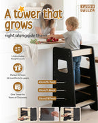 Toddler Step Stool Adjustable Height Wooden for Counter