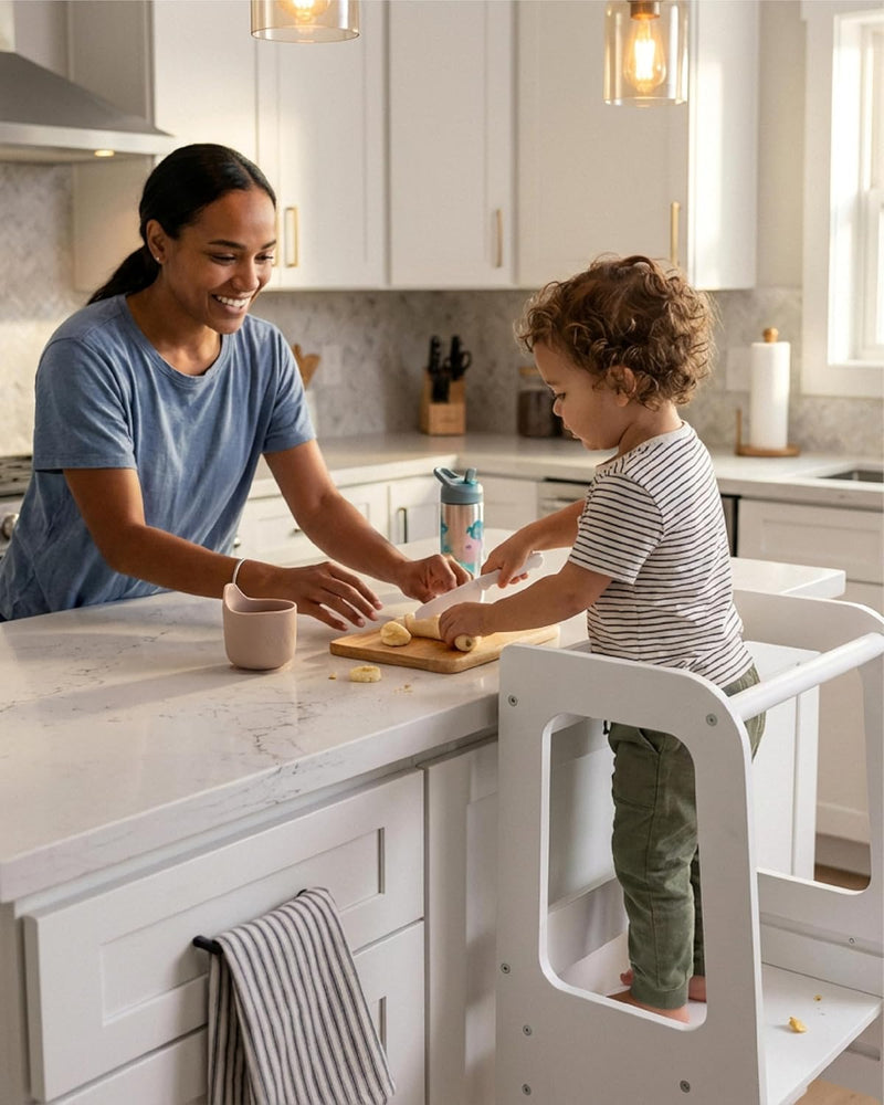 Toddler Step Stool Adjustable Height Wooden for Counter