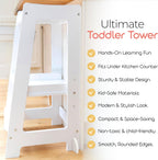 Toddler Tower 3-Level Adjustable Wooden Step Stool