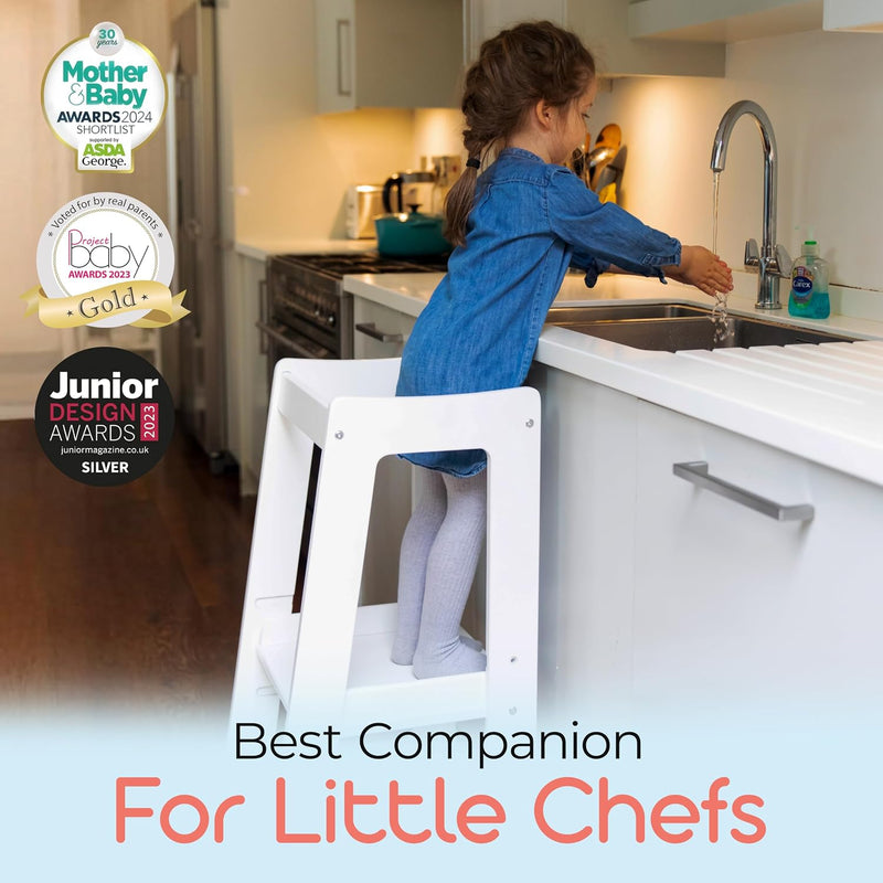 Toddler Tower 3-Level Adjustable Wooden Step Stool