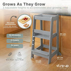 Toddler Tower 3-Level Adjustable Wooden Step Stool