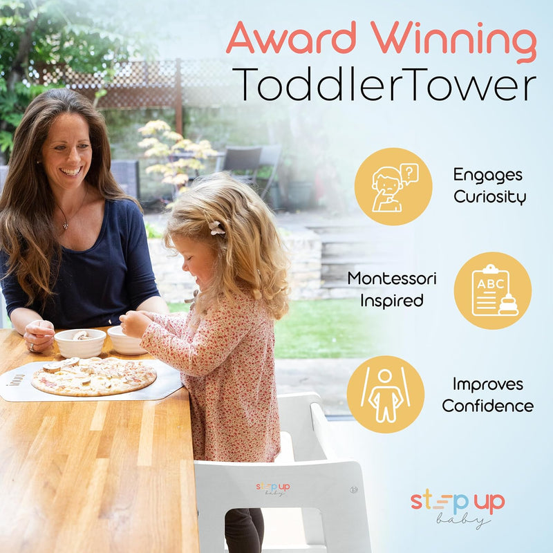 Toddler Tower 3-Level Adjustable Wooden Step Stool