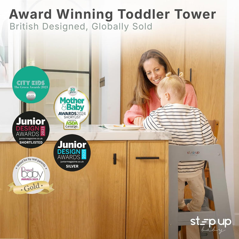 Toddler Tower 3-Level Adjustable Wooden Step Stool