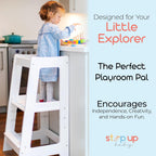 Toddler Tower 3-Level Adjustable Wooden Step Stool