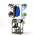 Tonchean Motorcycle Helmet Stand with Drawer Wooden Metal