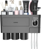 Toothbrush Holder for Bathroom 4 Cups Wall Mounted