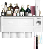 Toothbrush Holder for Bathroom 4 Cups Wall Mounted